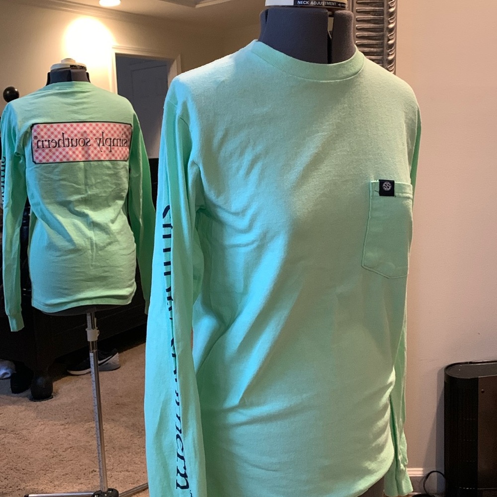 Simply Southern mint green and pink long-sleeve tee-shirt
